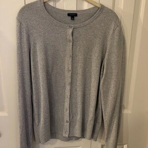 Talbots Light Silver Gray Button-Front Cardigan